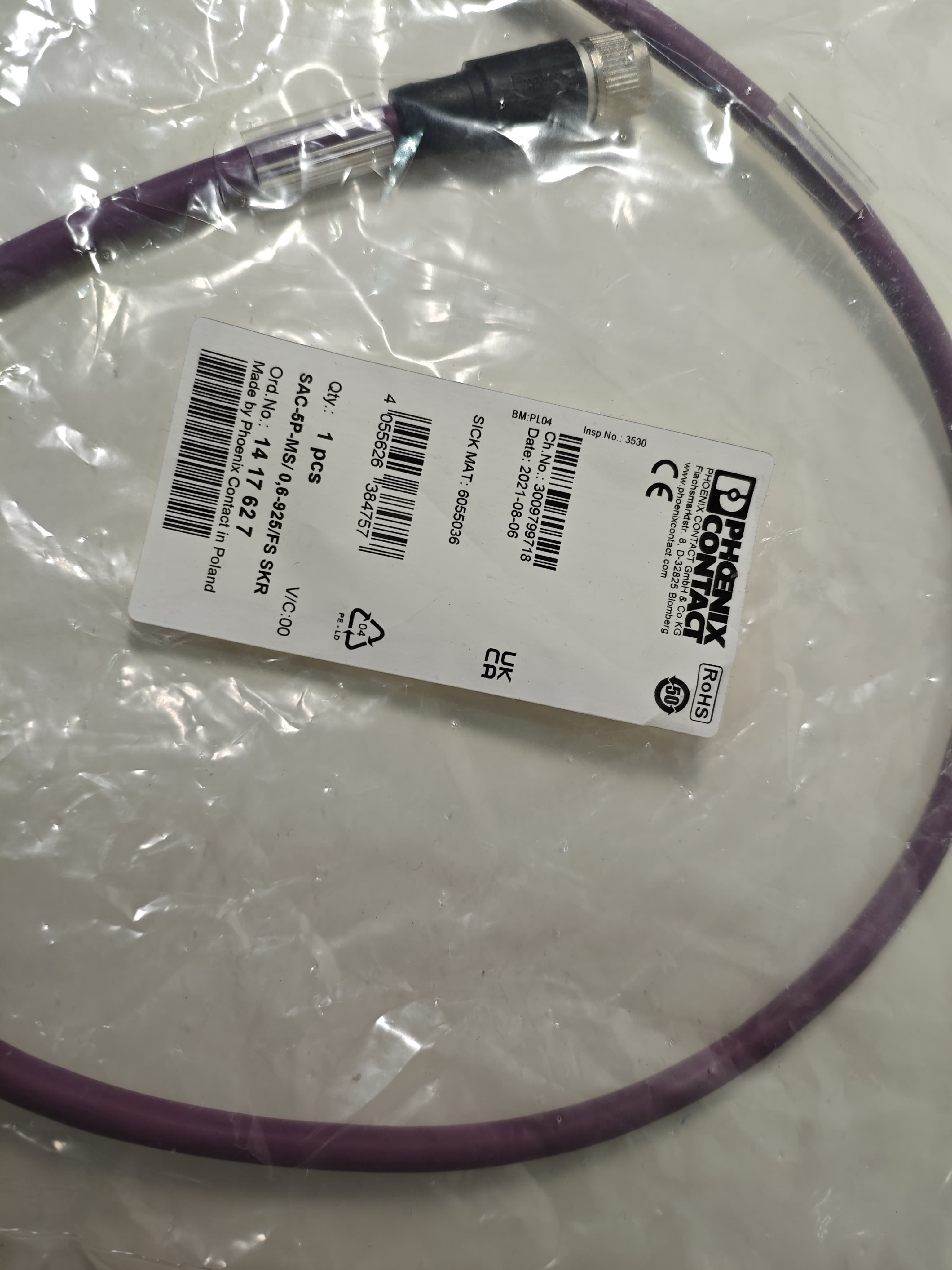 SICK CABLE, MALE/FEM 0M60 (CAN) M12